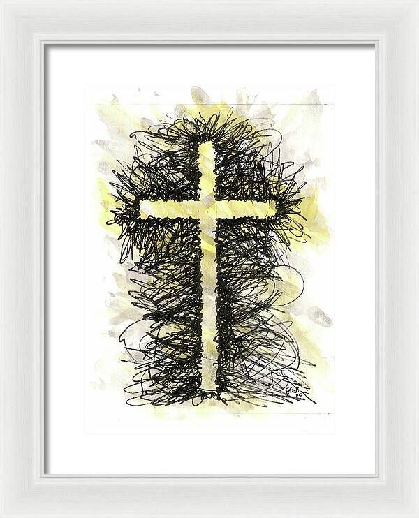 Chaos Order Cross 05 - Luminous Yellow - Framed Print