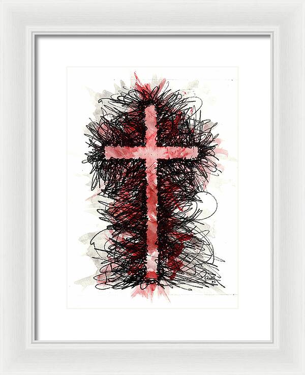 Chaos Order Cross 05 - Sorrowful Red - Framed Print