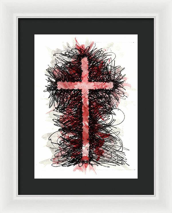 Chaos Order Cross 05 - Sorrowful Red - Framed Print