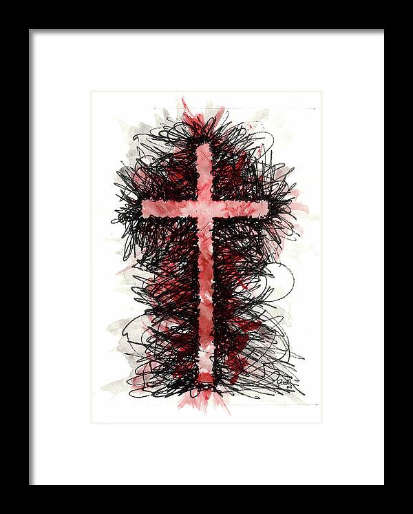 Chaos Order Cross 05 - Sorrowful Red - Framed Print