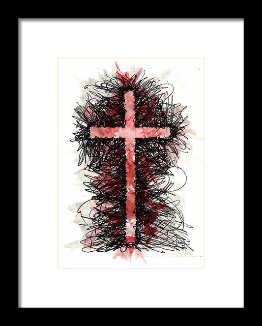 Chaos Order Cross 05 - Sorrowful Red - Framed Print