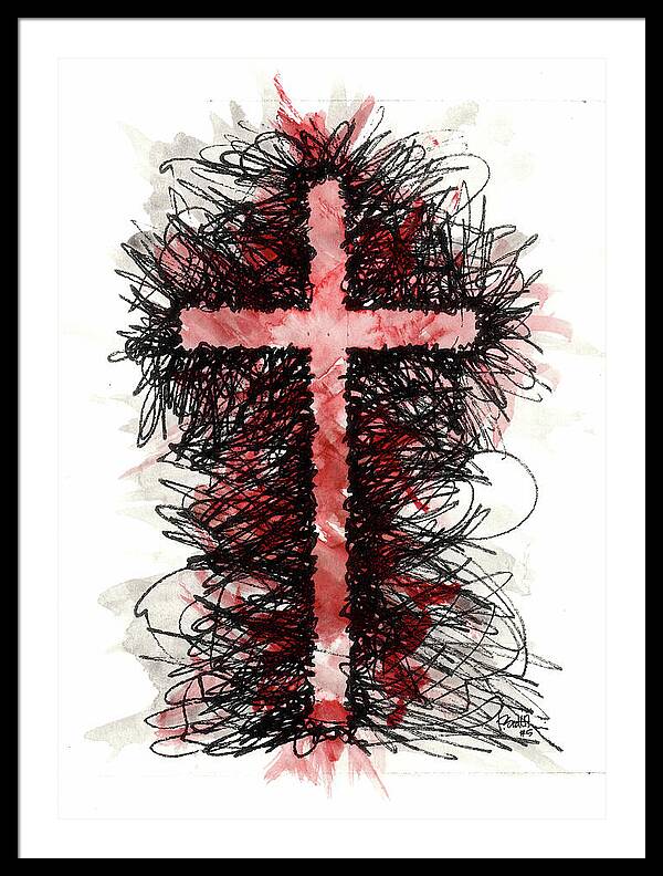 Chaos Order Cross 05 - Sorrowful Red - Framed Print