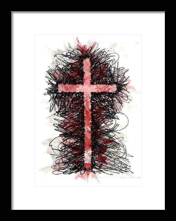 Chaos Order Cross 05 - Sorrowful Red - Framed Print