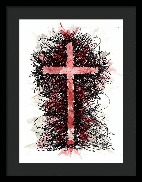 Chaos Order Cross 05 - Sorrowful Red - Framed Print