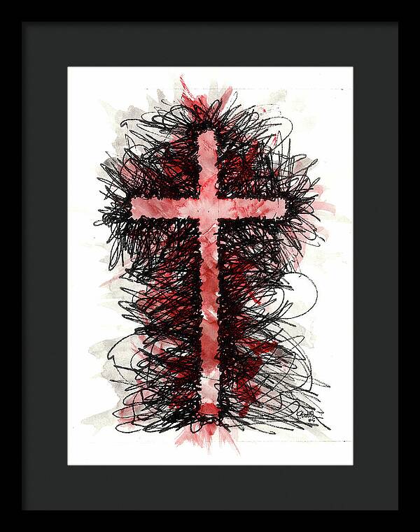 Chaos Order Cross 05 - Sorrowful Red - Framed Print