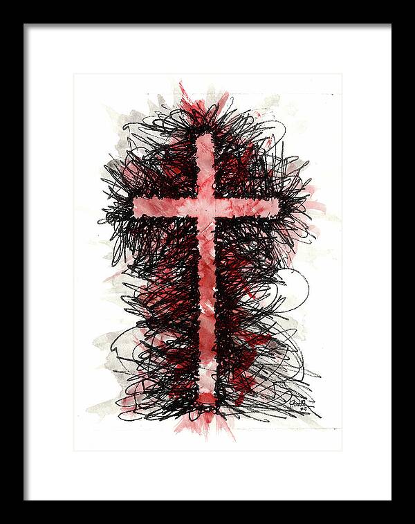 Chaos Order Cross 05 - Sorrowful Red - Framed Print