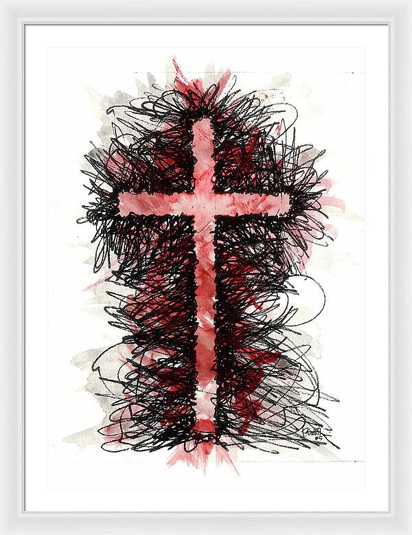 Chaos Order Cross 05 - Sorrowful Red - Framed Print