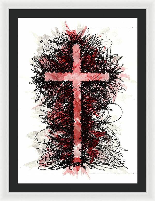 Chaos Order Cross 05 - Sorrowful Red - Framed Print