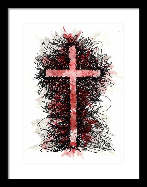 Chaos Order Cross 05 - Sorrowful Red - Framed Print