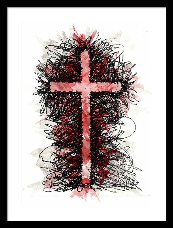 Chaos Order Cross 05 - Sorrowful Red - Framed Print