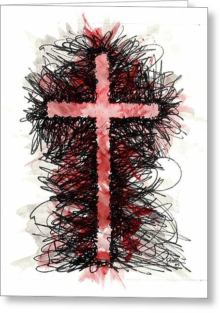 Chaos Order Cross 05 - Sorrowful Red - Greeting Card