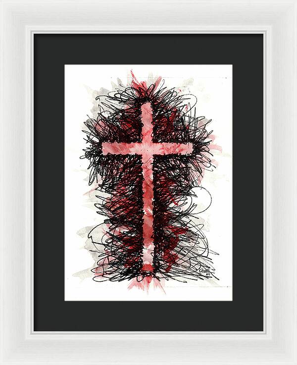 Chaos Order Cross 05 - Sorrowful Red - Framed Print