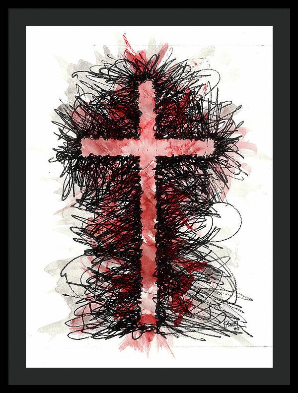 Chaos Order Cross 05 - Sorrowful Red - Framed Print