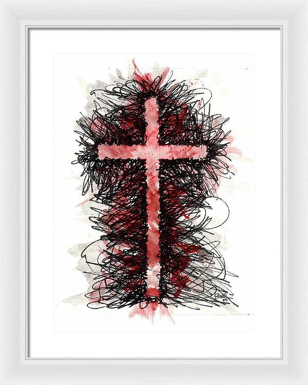 Chaos Order Cross 05 - Sorrowful Red - Framed Print