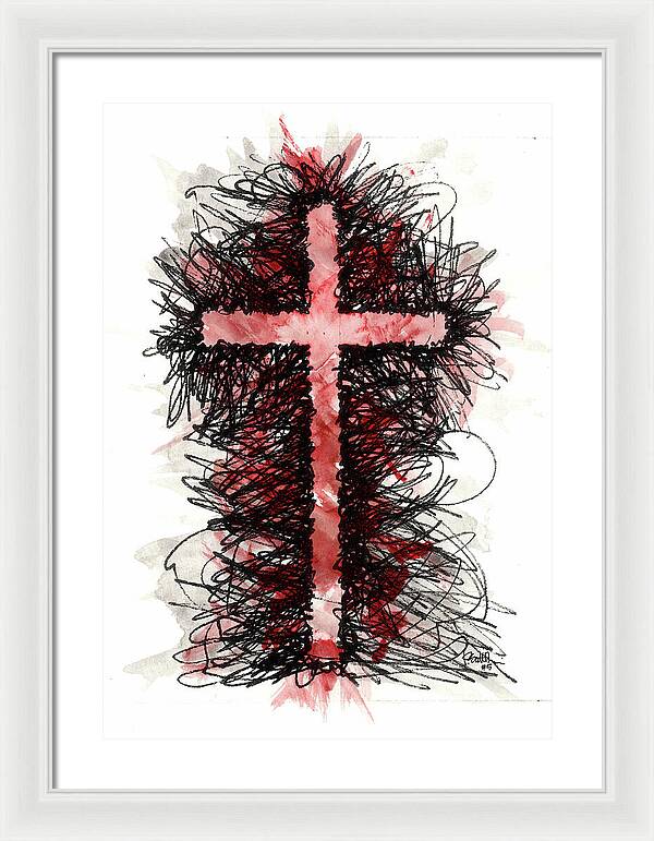 Chaos Order Cross 05 - Sorrowful Red - Framed Print