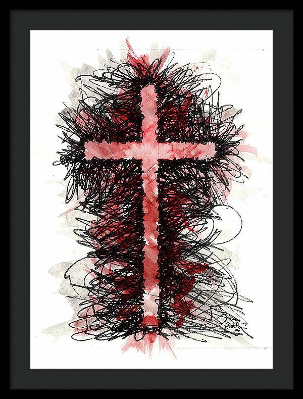 Chaos Order Cross 05 - Sorrowful Red - Framed Print
