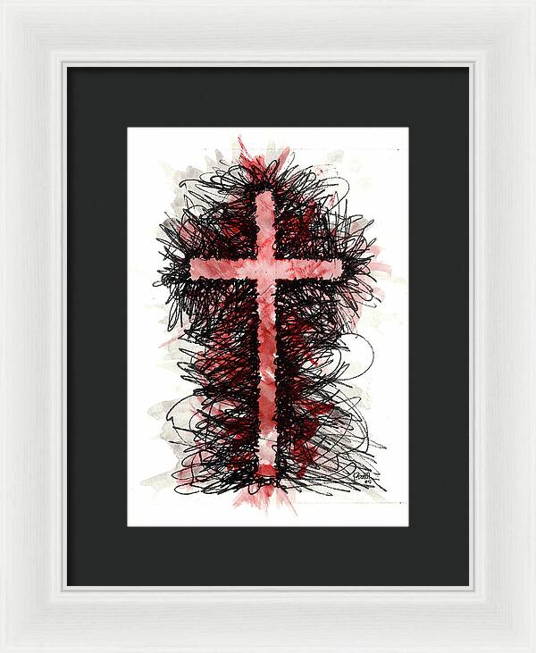 Chaos Order Cross 05 - Sorrowful Red - Framed Print