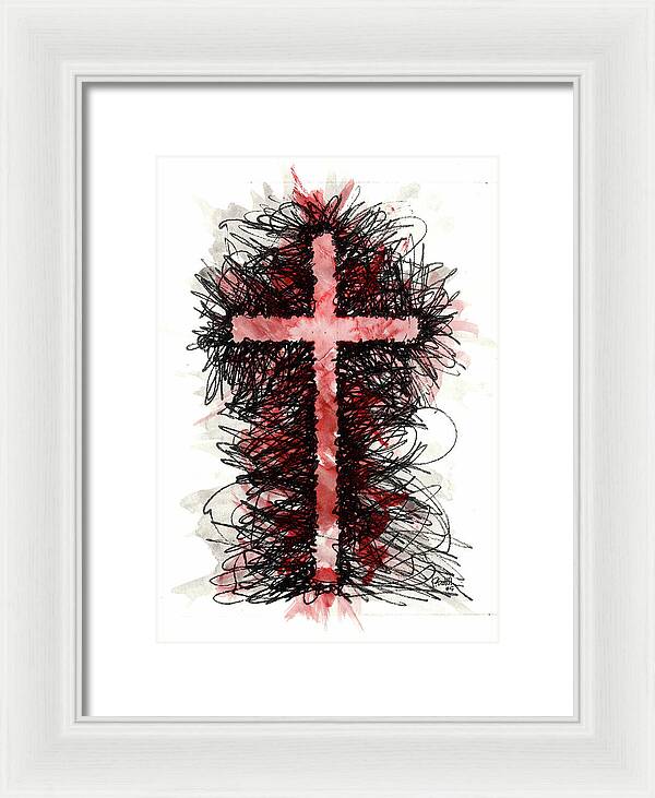 Chaos Order Cross 05 - Sorrowful Red - Framed Print