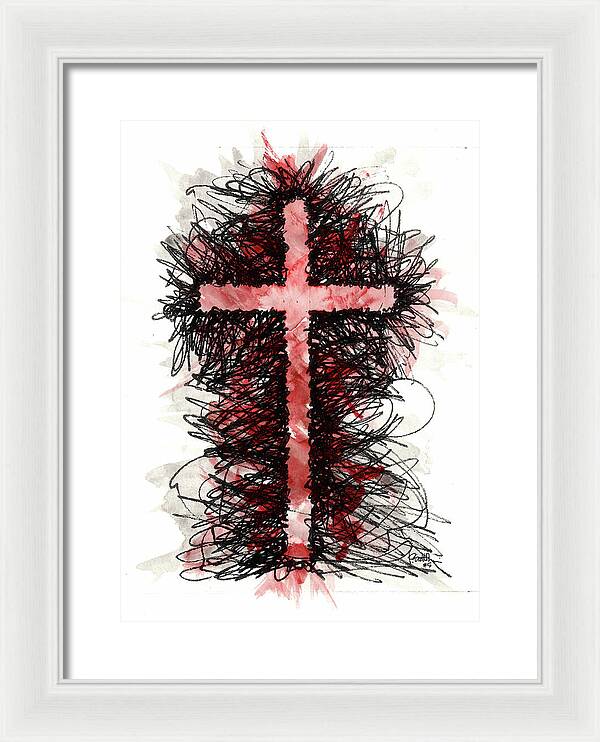 Chaos Order Cross 05 - Sorrowful Red - Framed Print