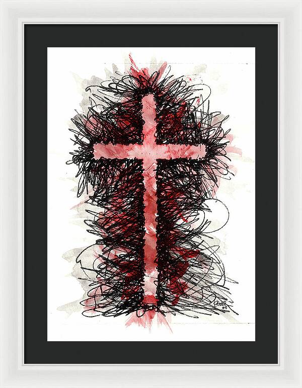 Chaos Order Cross 05 - Sorrowful Red - Framed Print