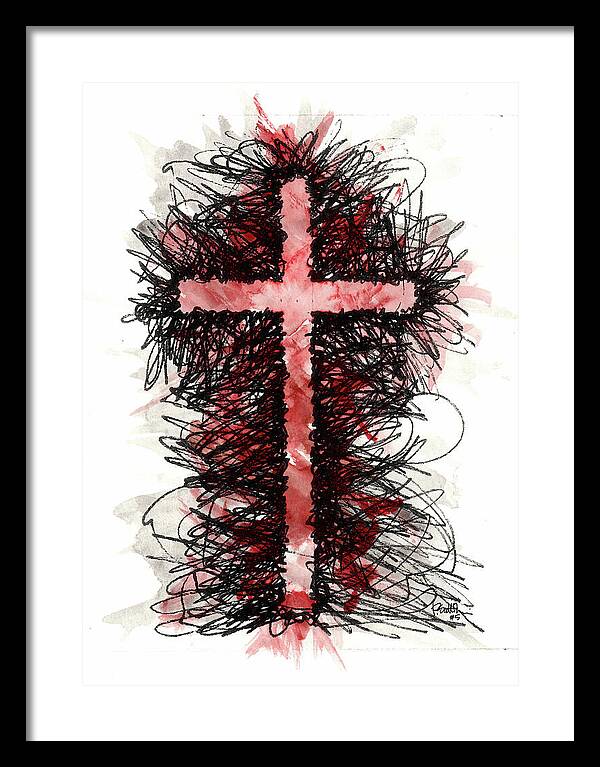 Chaos Order Cross 05 - Sorrowful Red - Framed Print