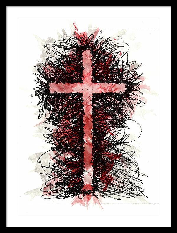 Chaos Order Cross 05 - Sorrowful Red - Framed Print