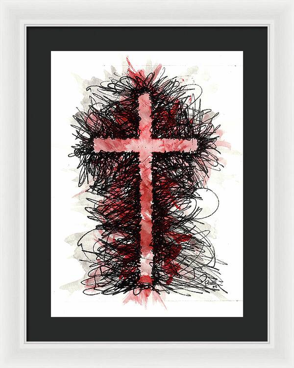 Chaos Order Cross 05 - Sorrowful Red - Framed Print