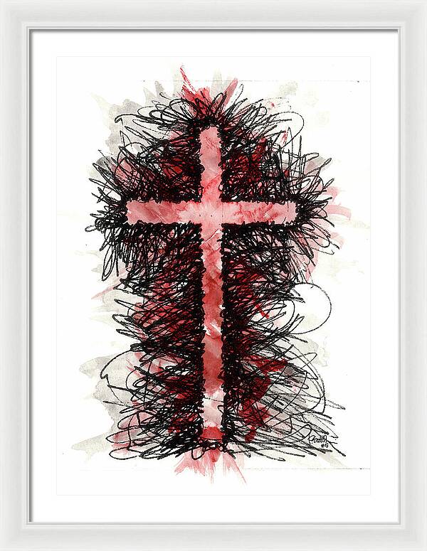 Chaos Order Cross 05 - Sorrowful Red - Framed Print