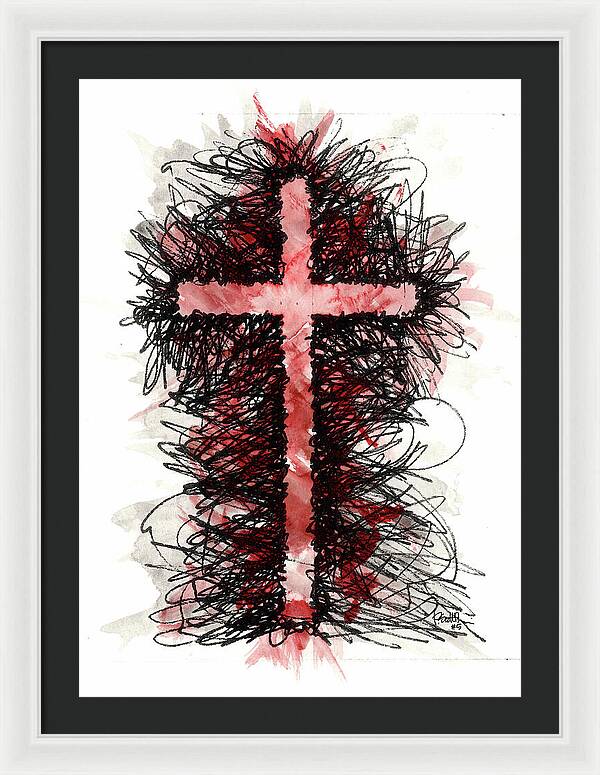 Chaos Order Cross 05 - Sorrowful Red - Framed Print