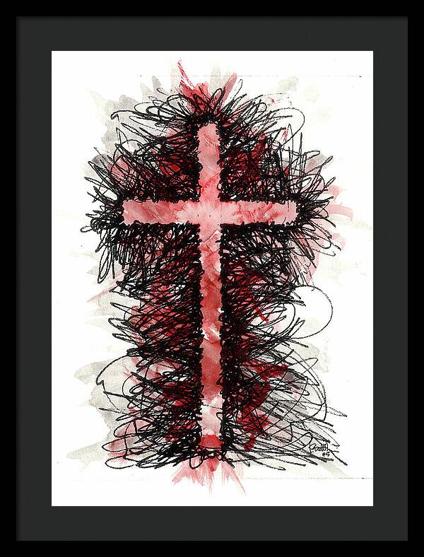 Chaos Order Cross 05 - Sorrowful Red - Framed Print
