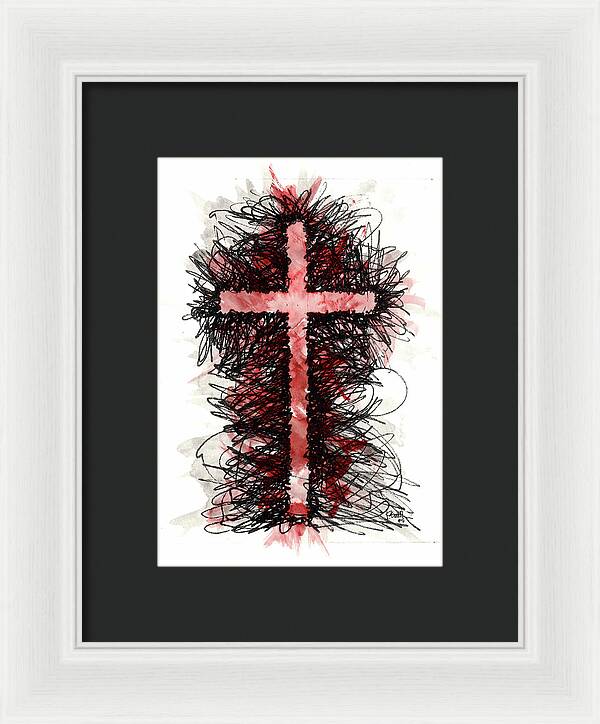 Chaos Order Cross 05 - Sorrowful Red - Framed Print