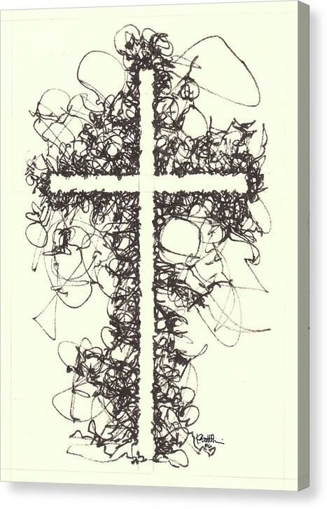 Chaos Order Cross 06 - Black and White - Canvas Print