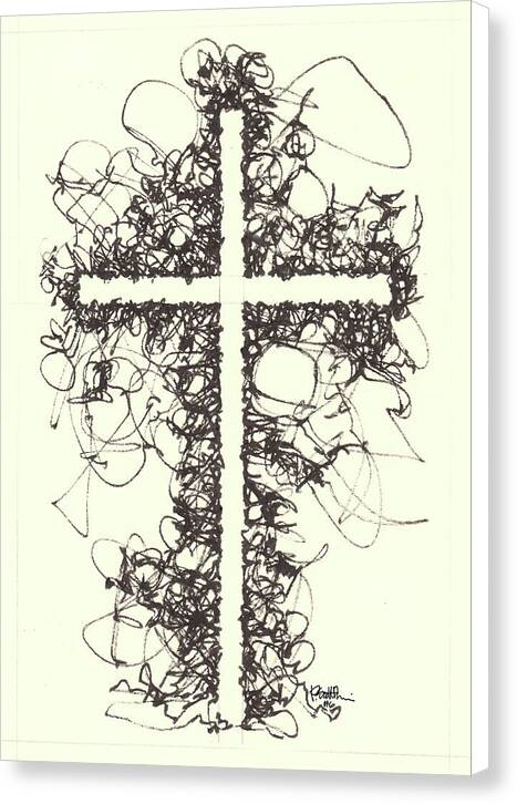 Chaos Order Cross 06 - Black and White - Canvas Print