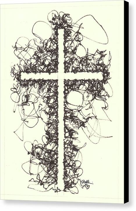 Chaos Order Cross 06 - Black and White - Canvas Print