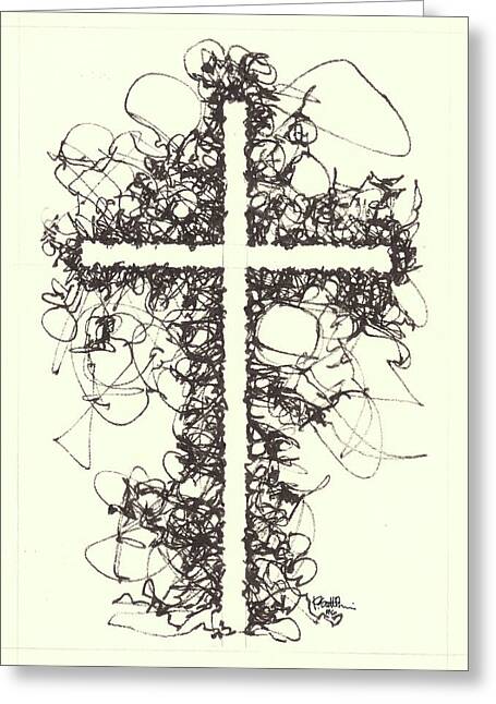 Chaos Order Cross 06 - Black and White - Greeting Card