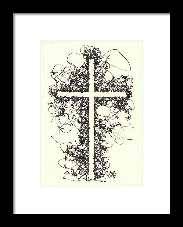 Chaos Order Cross 06 - Black and White - Framed Print