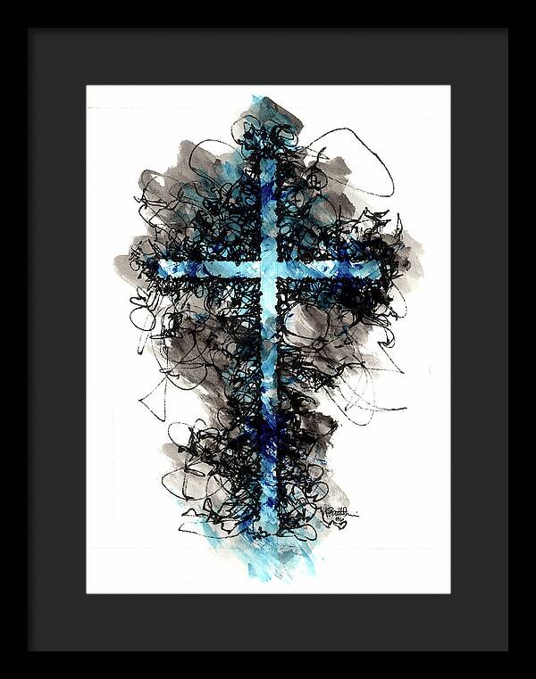 Chaos Order Cross 06 - Glorious Blue - Framed Print