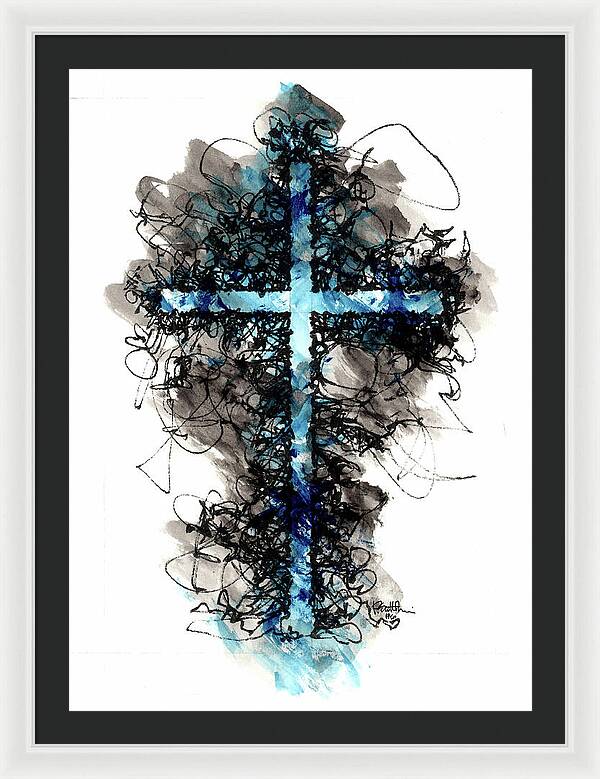 Chaos Order Cross 06 - Glorious Blue - Framed Print