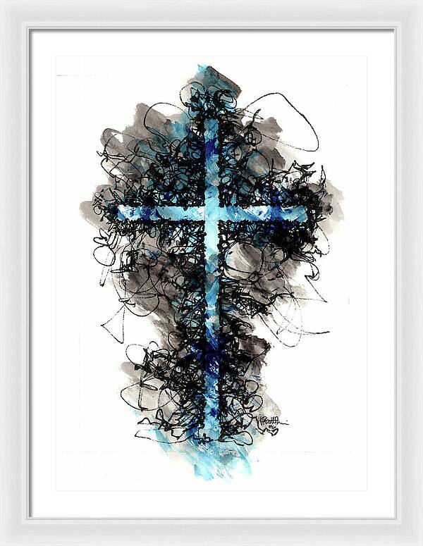 Chaos Order Cross 06 - Glorious Blue - Framed Print