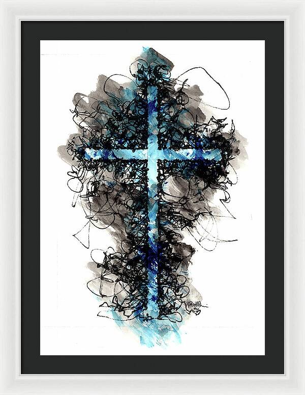 Chaos Order Cross 06 - Glorious Blue - Framed Print