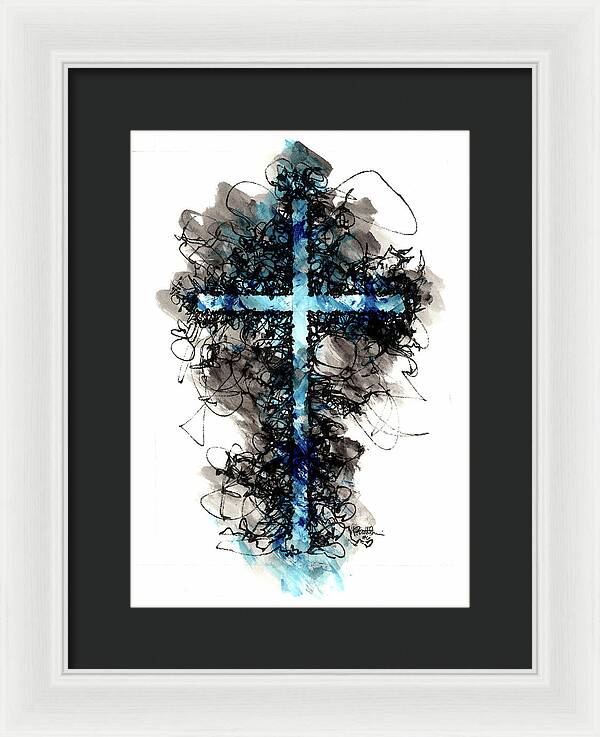 Chaos Order Cross 06 - Glorious Blue - Framed Print