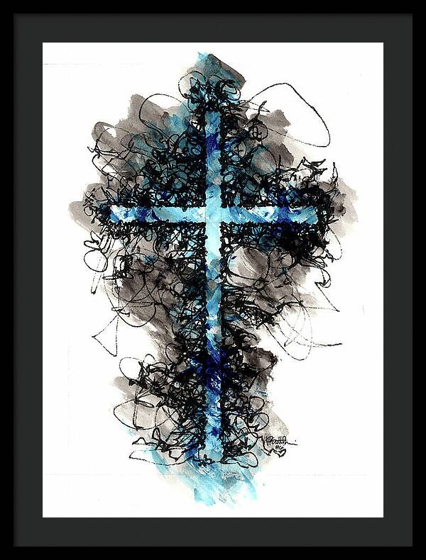 Chaos Order Cross 06 - Glorious Blue - Framed Print