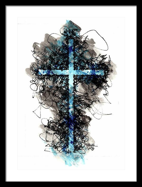 Chaos Order Cross 06 - Glorious Blue - Framed Print