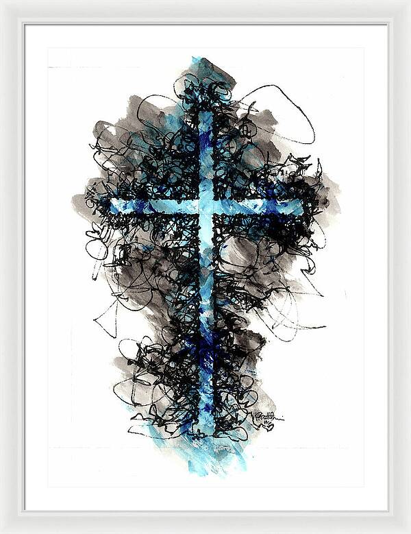 Chaos Order Cross 06 - Glorious Blue - Framed Print