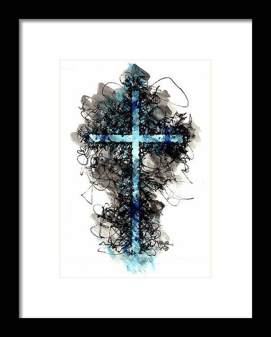 Chaos Order Cross 06 - Glorious Blue - Framed Print