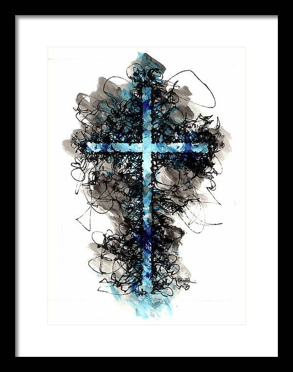 Chaos Order Cross 06 - Glorious Blue - Framed Print