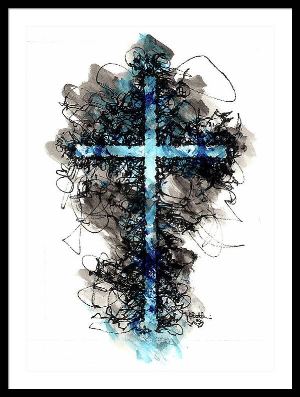 Chaos Order Cross 06 - Glorious Blue - Framed Print