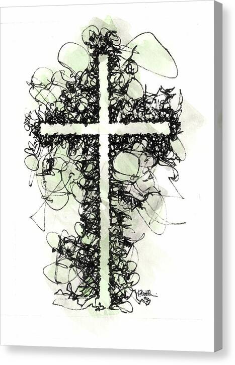 Chaos Order Cross 06 - Joyful Green - Canvas Print
