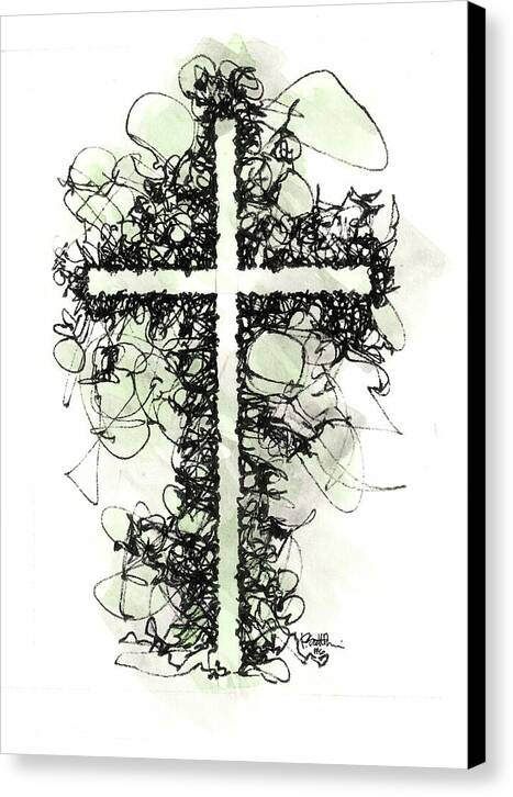 Chaos Order Cross 06 - Joyful Green - Canvas Print