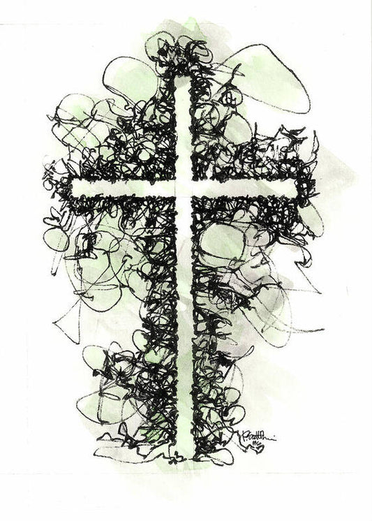 Chaos Order Cross 06 - Joyful Green - Art Print